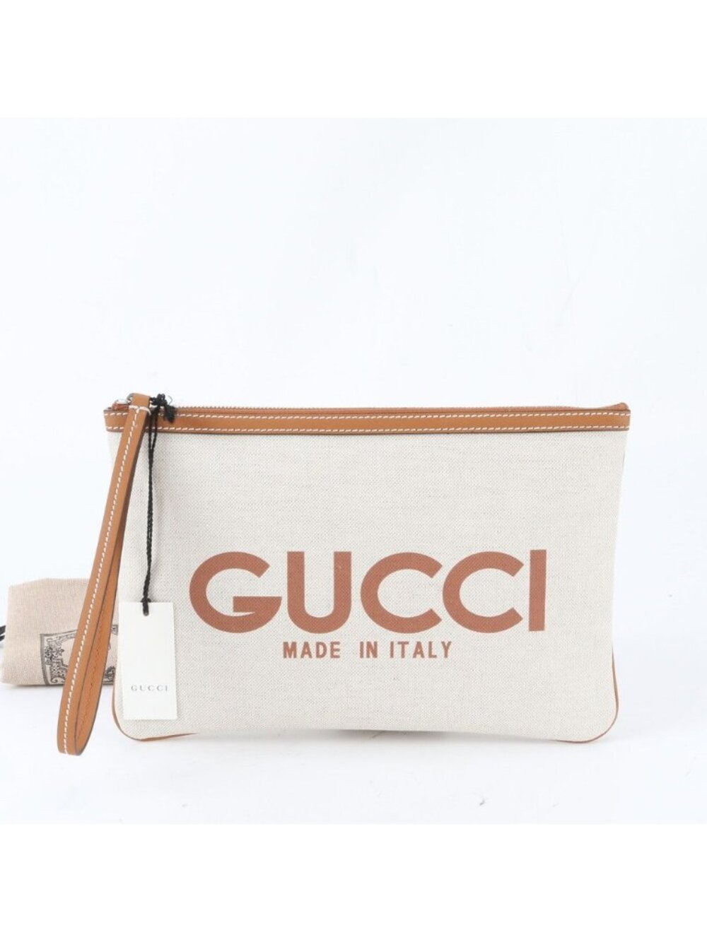 Gucci Logo Print Leather Clutch Pouch Business